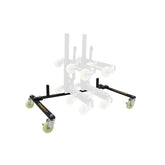 Side view of Trailer Valet rack with 2 mounted wheel dollies for compact trailer storage - TVWDSR4